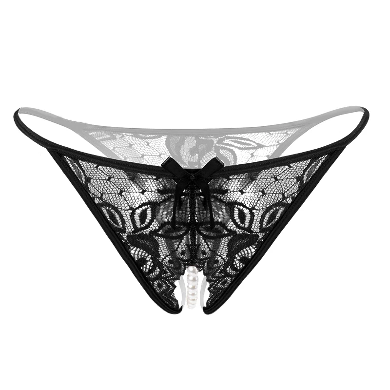 Perles & Nœud – String dentelle ouvert, du M au XL