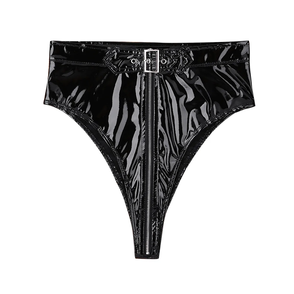 Boucle & Zip – Culotte vinyle taille haute ceinturée - Image 5