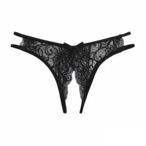 Dentelle Pure – String fleuri ouvert à découpes