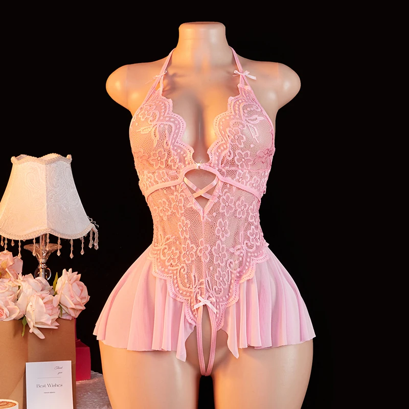 Rose Poudré – Body dentelle à jupette - Image 4
