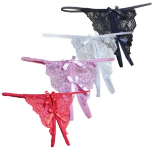 Rubans Doux – String dentelle à nœuds