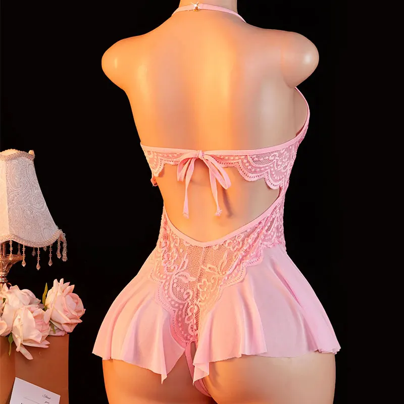 Rose Poudré – Body dentelle à jupette - Image 3