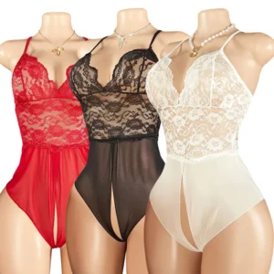 Trois Grâces – Body dentelle et tulle ouvert