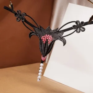 Lys Précieux – String brodé lys et perles