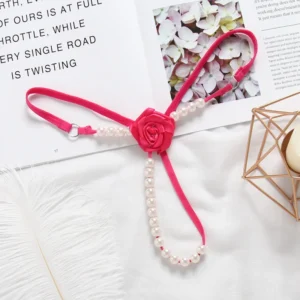 Rose Perlée – String rose et rang de perles