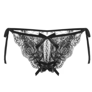 Lacée – String dentelle à nouer et nœuds