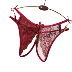 Ailes de Velours – String dentelle papillon à nœud