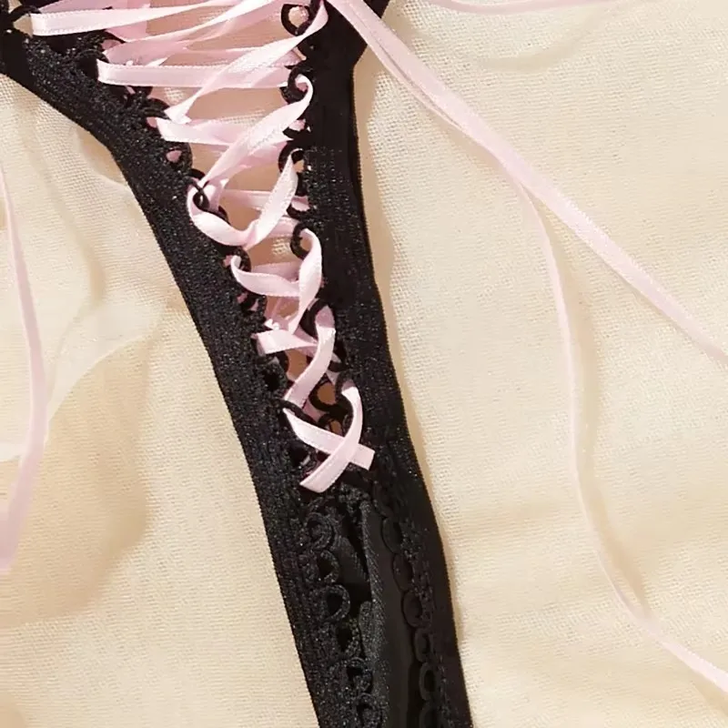 Corset Rose – String à laçage satiné - Image 13