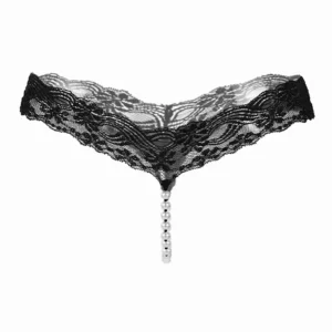Perles d’Écume – String dentelle et fil de perles