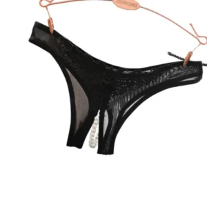 Satin Perlé – String satiné ouvert à perles