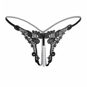 Dentelle Ailée – String brodé à fil de perles