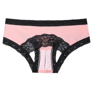 Rose Bonbon – Culotte bordée de dentelle ouverte