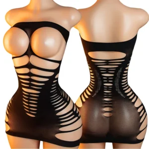 Rayures Ajourées – Robe bustier seins nus