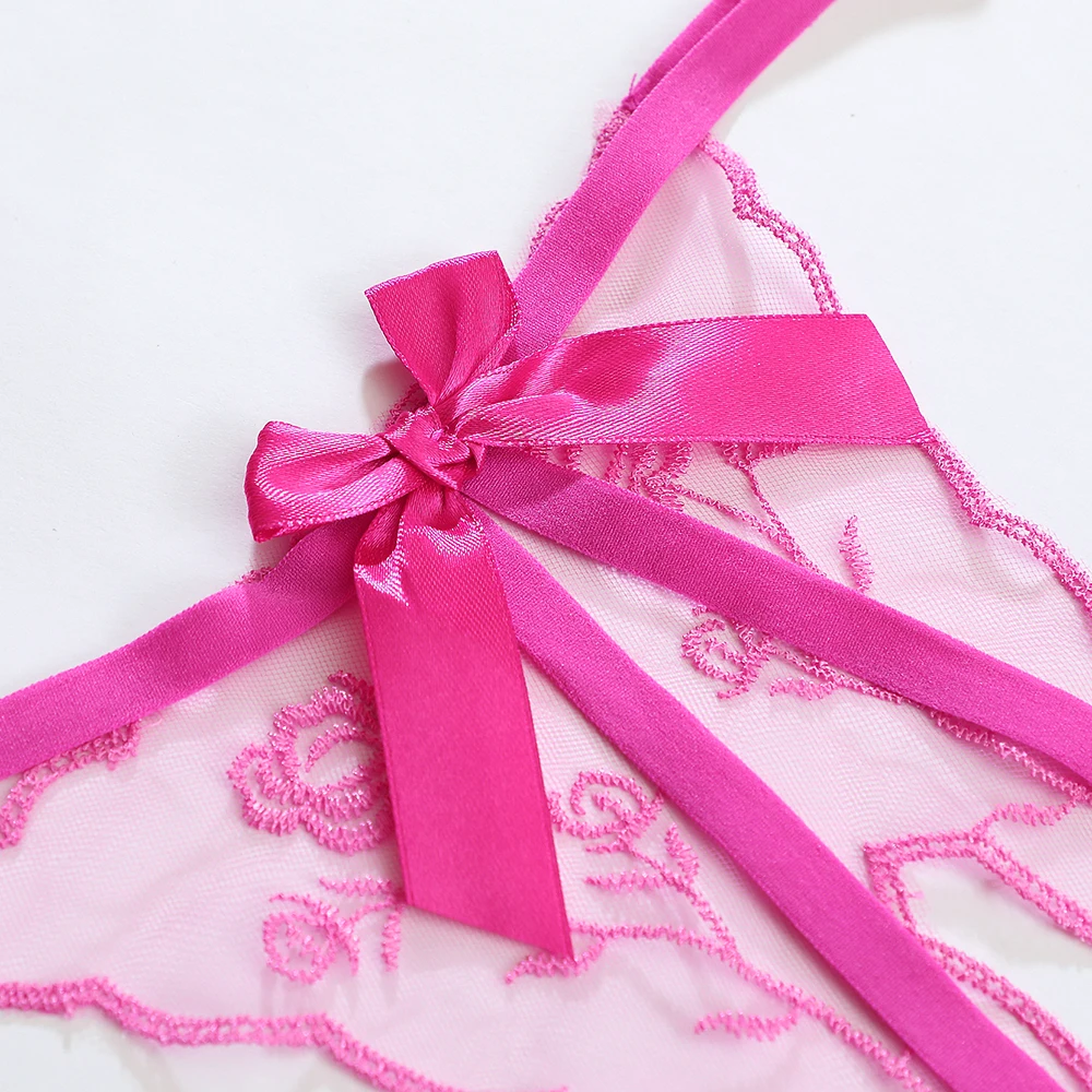 Ruban Rose – Tanga brodé à nœud - Image 2