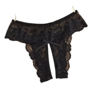 Nœud Noir – Culotte dentelle ouverte grandes tailles