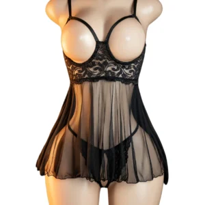 Lune de Miel – Nuisette voile bonnets ouverts