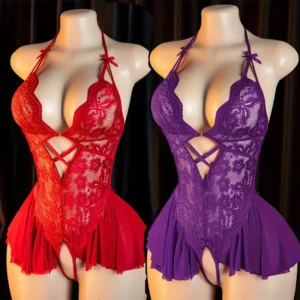 Jupette Romance – Body dentelle à volant ouvert