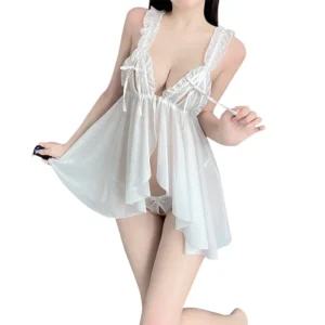 Nuage Blanc – Nuisette voile et dentelle ouverte