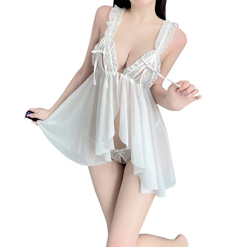 Nuage Blanc – Nuisette voile et dentelle ouverte