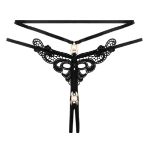 Grâce Papillon – String brodé à rang de perles