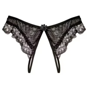 Papillon Jacquard – String dentelle ouvert à nœud