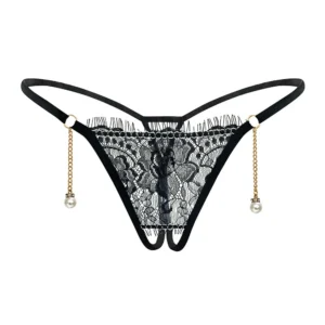 Pampilles Dorées – String dentelle à pendentifs