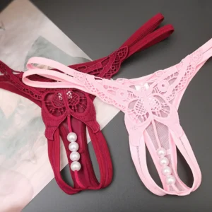 Papillon Perlé – String double lien et perles