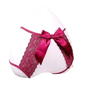 Nœud Satiné – String dentelle à grand nœud