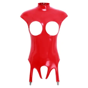 Vernis Sculpté – Body vinyle à jarretelles ouvert