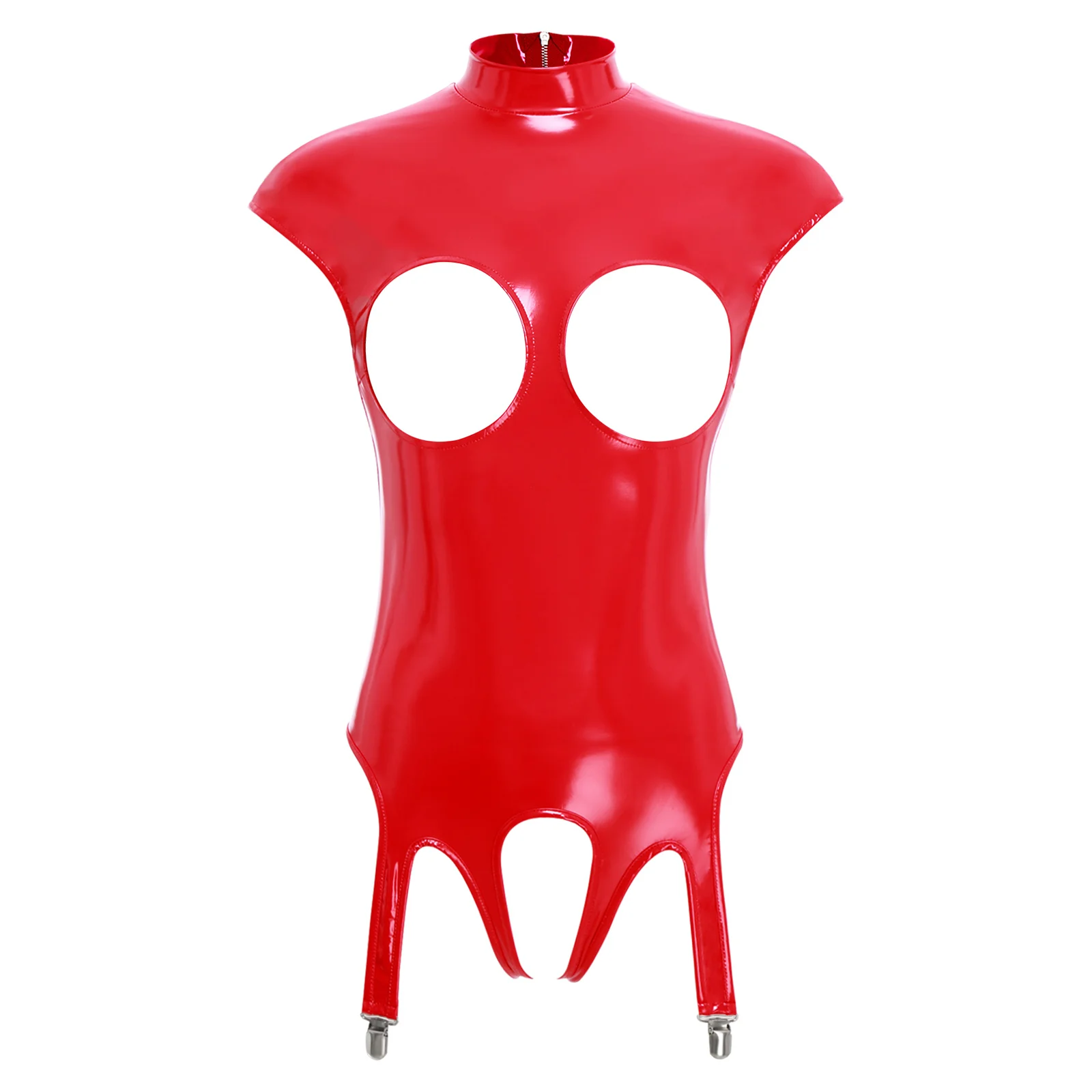 Vernis Sculpté – Body vinyle à jarretelles ouvert