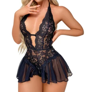 Soirée Tulle – Nuisette dentelle dos nu