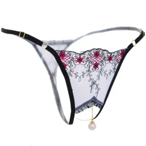 Perle Unique – String brodé à pendentif perle