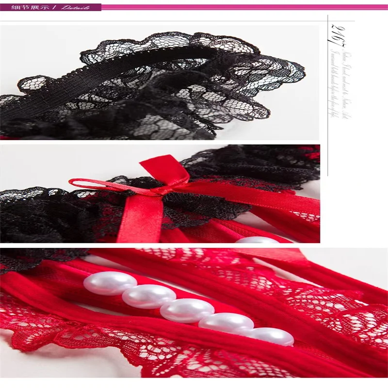 Ruban Nacré – Tanga dentelle à nœud et perles - Image 14