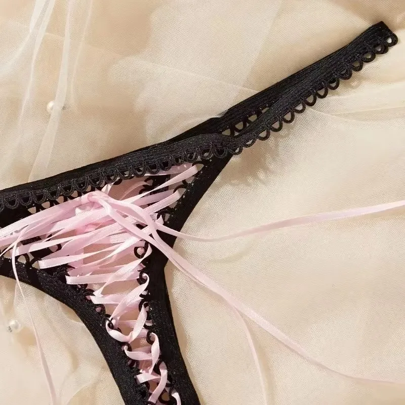 Corset Rose – String à laçage satiné - Image 8