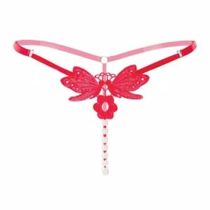 Papillon Rubis – String papillon brodé à perles