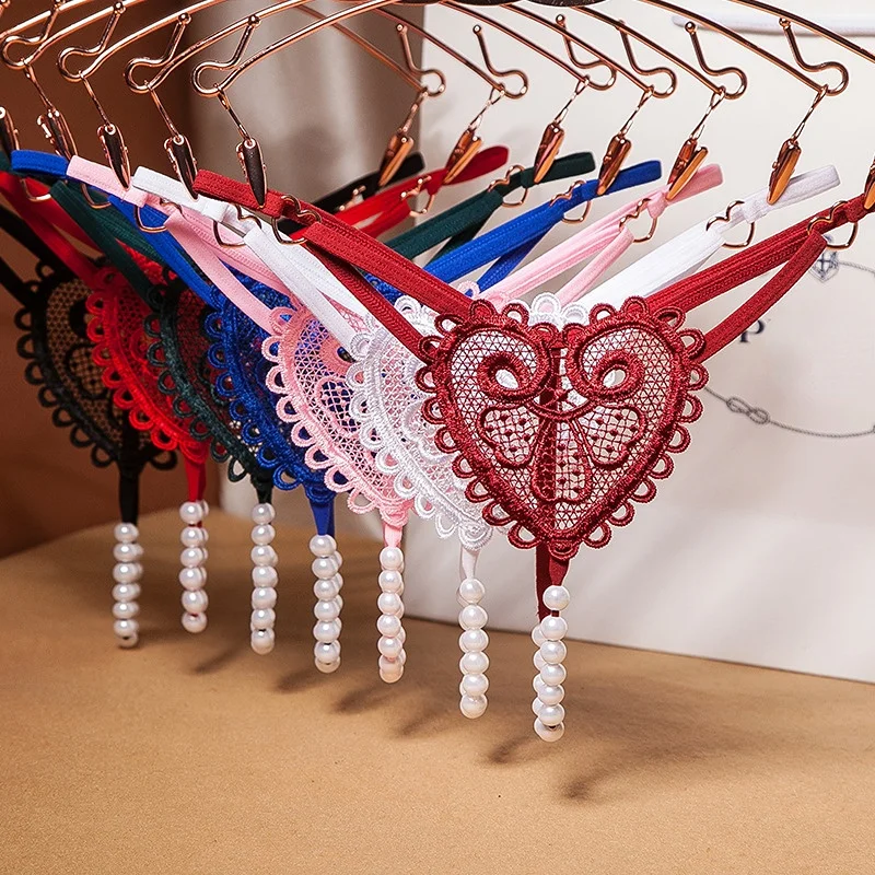Cœurs & Perles – String dentelle, 6 modèles - Image 2