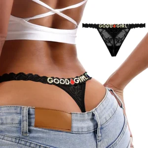 Mots Strass – String dentelle à message en strass