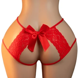 Bordeaux Nœud – String dentelle à grand nœud