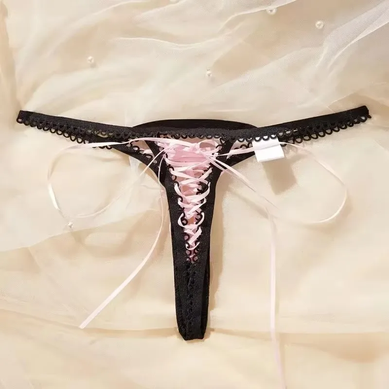 Corset Rose – String à laçage satiné - Image 3