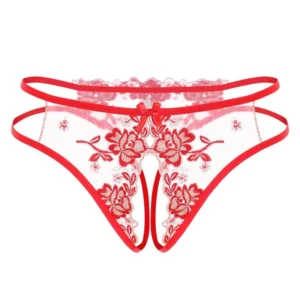 Porcelaine – String tulle brodé de fleurs