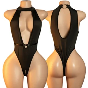Plongeon Noir – Body échancré dos nu ouvert