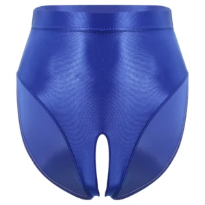 Satin Liquide – Culotte taille haute brillante ouverte