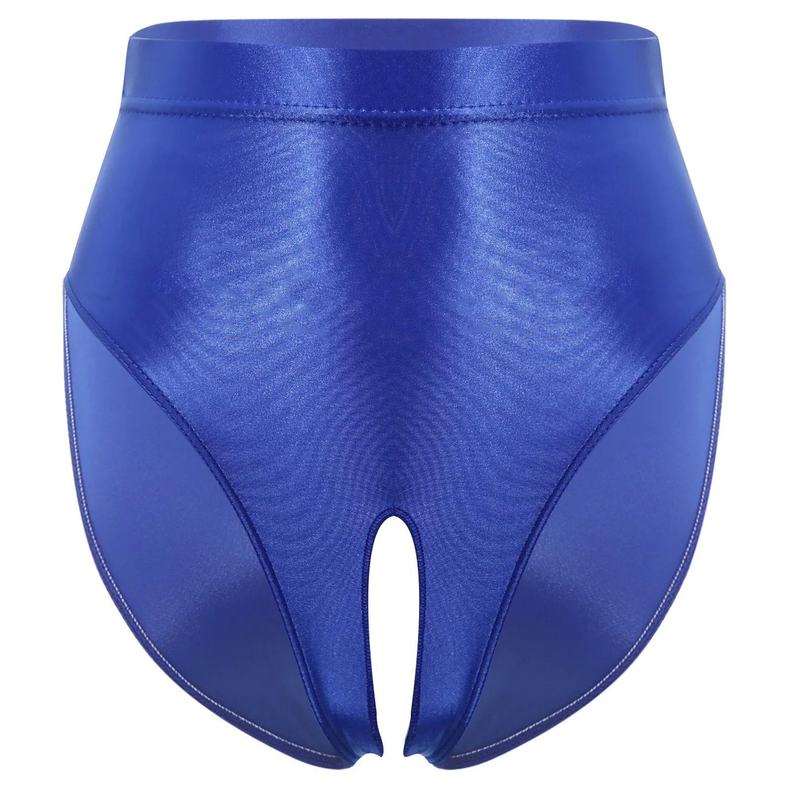 Satin Liquide – Culotte taille haute brillante ouverte