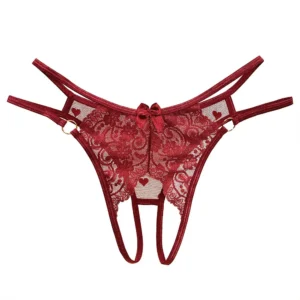 Échancré Brodé – String dentelle à bretelles
