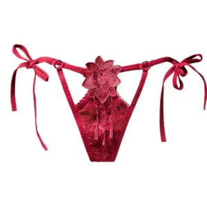Fleur à Nouer – String brodé à rubans