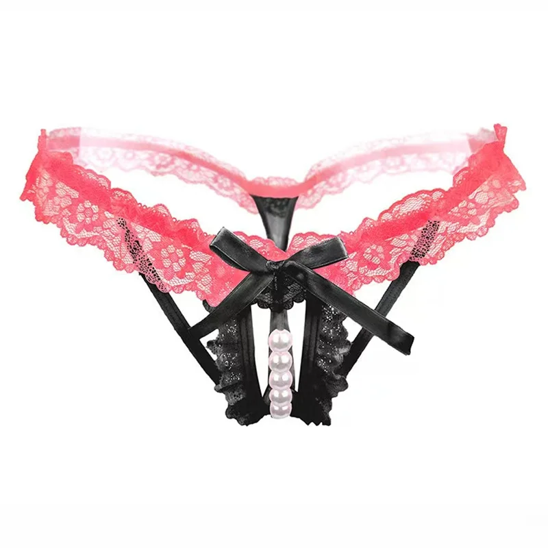 Ruban Nacré – Tanga dentelle à nœud et perles - Image 13