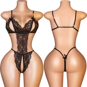 Décolleté Noué – Body dentelle à bonnets ouverts