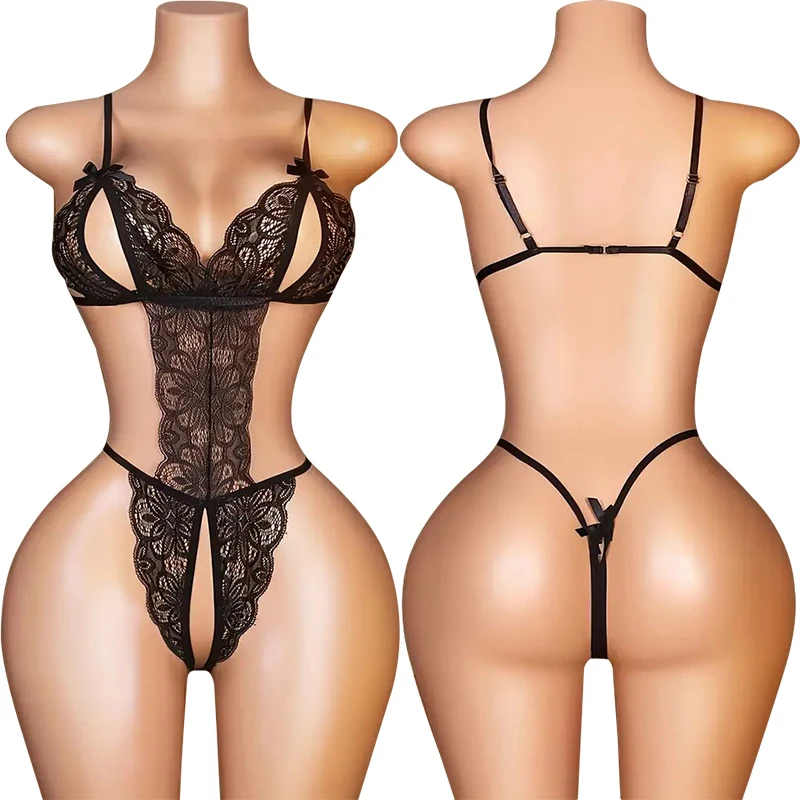 Décolleté Noué – Body dentelle à bonnets ouverts