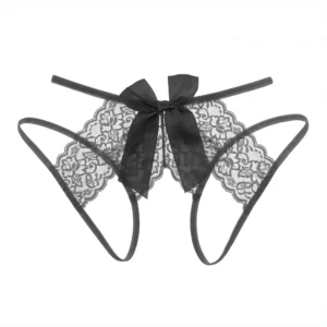 Grand Nœud Dentelle – String ouvert, jusqu’au XXL